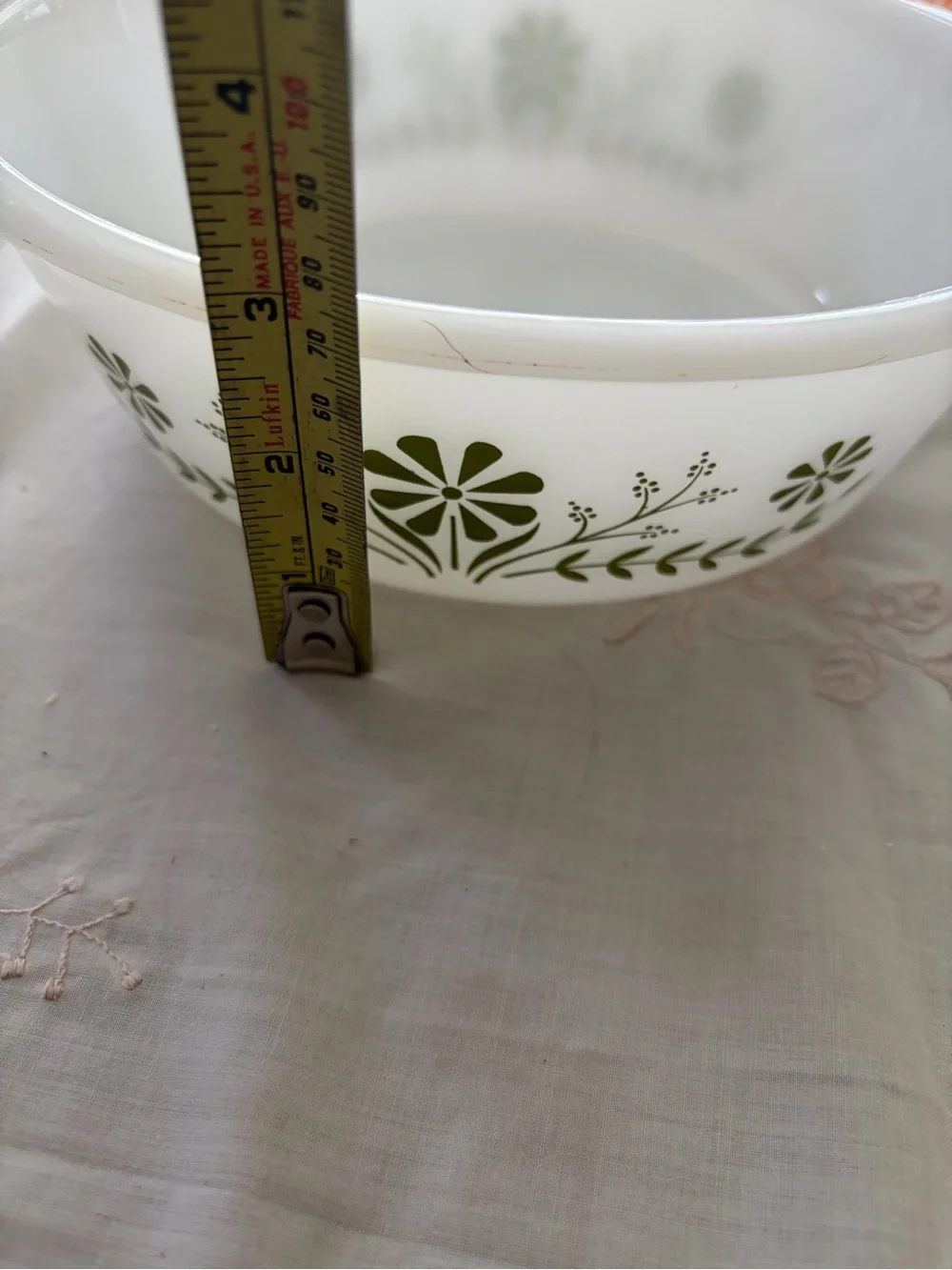 Glasbake Green Floral White Covered Casserole Dish - Classic Bakeware